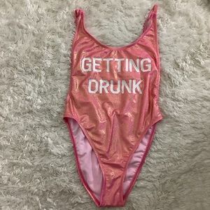 NWOT Getting drunk one piece swimsuit